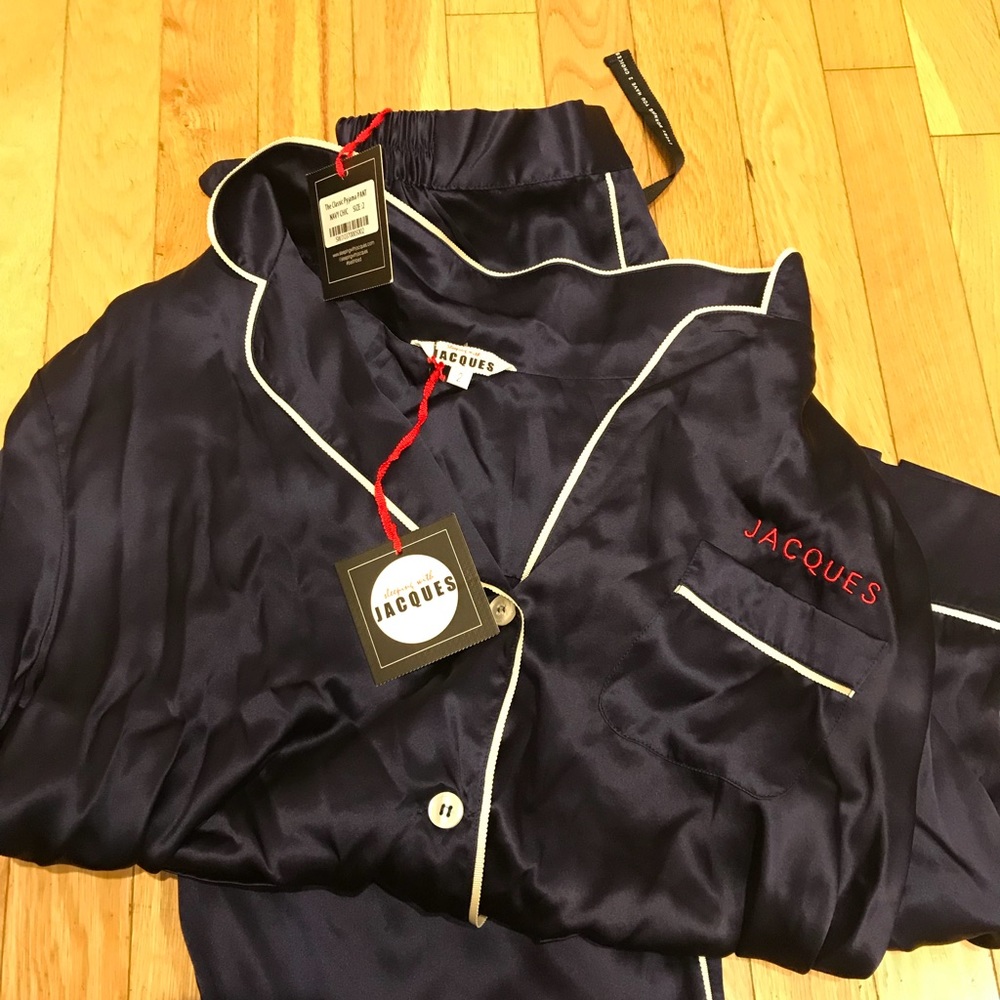 Jacques navy silk pajamas